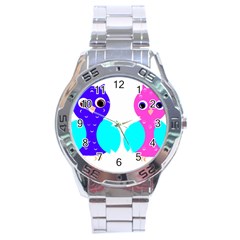 Owl Couple  Stainless Steel Men s Watch