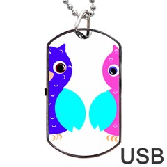 Owl Couple  Dog Tag Usb Flash (two Sides)  by JDDesigns