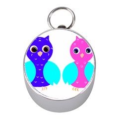 Owl Couple  Mini Silver Compasses by JDDesigns