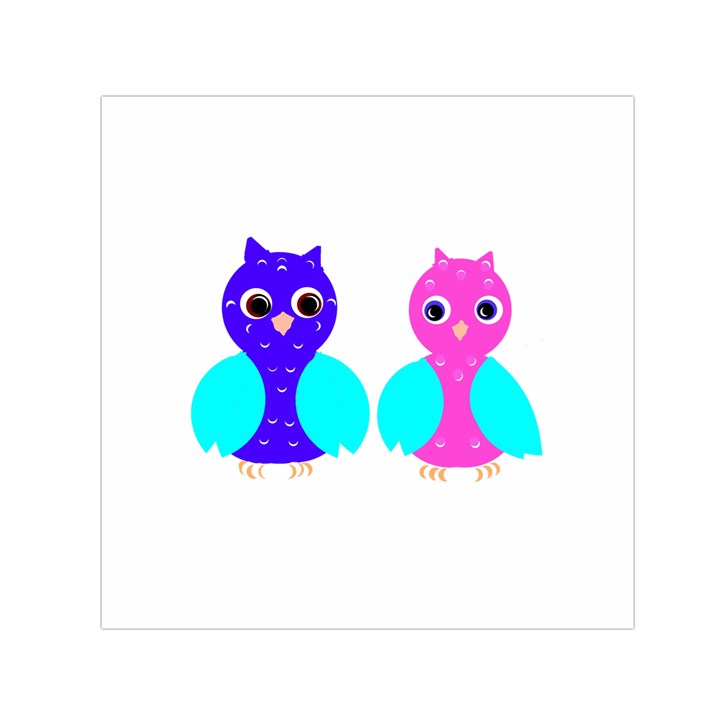 Owl couple  Small Satin Scarf (Square) 