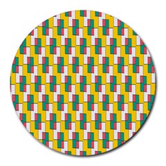 Connected Rectangles Pattern Round Mousepad by LalyLauraFLM