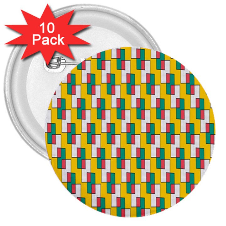 Connected rectangles pattern 3  Button (10 pack)