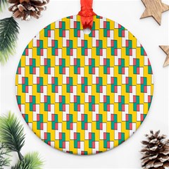 Connected Rectangles Pattern Round Ornament (two Sides) by LalyLauraFLM