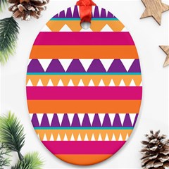 Stripes And Peaks Oval Ornament (two Sides) by LalyLauraFLM