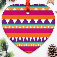 Stripes And Peaks Heart Ornament (two Sides) by LalyLauraFLM