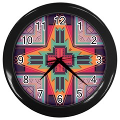 Tribal Star Wall Clock (black) by LalyLauraFLM