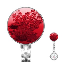 Red Tinted Roses Collage 2 Stainless Steel Nurses Watches by LovelyDesigns4U