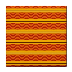 Red Waves Tile Coaster by LalyLauraFLM