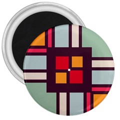 Squares And Stripes  3  Magnet by LalyLauraFLM