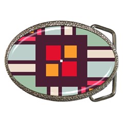 Squares And Stripes  Belt Buckle by LalyLauraFLM