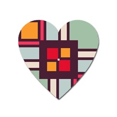 Squares And Stripes  Magnet (heart) by LalyLauraFLM