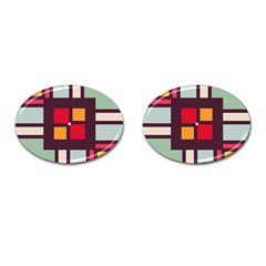 Squares And Stripes  Cufflinks (oval) by LalyLauraFLM