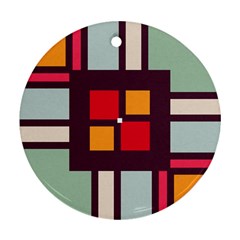 Squares And Stripes  Round Ornament (two Sides) by LalyLauraFLM