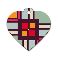 Squares And Stripes  Dog Tag Heart (one Side) by LalyLauraFLM