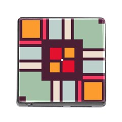 Squares And Stripes  Memory Card Reader (square) by LalyLauraFLM