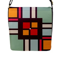 Squares And Stripes  Flap Closure Messenger Bag (l) by LalyLauraFLM