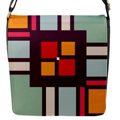 Squares And Stripes  Flap Closure Messenger Bag (s) by LalyLauraFLM