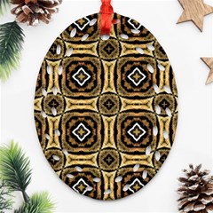 Faux Animal Print Pattern Oval Filigree Ornament (2-side)  by GardenOfOphir