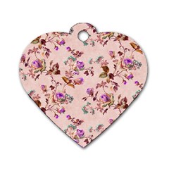 Antique Floral Pattern Dog Tag Heart (one Side)