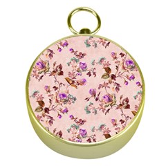 Antique Floral Pattern Gold Compass by LovelyDesigns4U