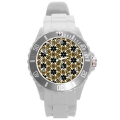 Faux Animal Print Pattern Round Plastic Sport Watch (l) by GardenOfOphir