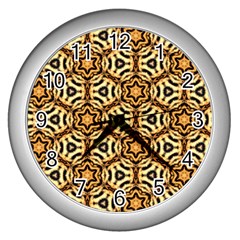 Faux Animal Print Pattern Wall Clocks (silver)  by GardenOfOphir