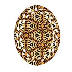 Faux Animal Print Pattern Oval Filigree Ornament (2-side)  by GardenOfOphir