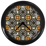 Faux Animal Print Pattern Wall Clocks (Black) Front