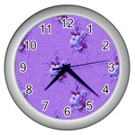 Purple Roses Pattern Wall Clocks (Silver)  Front