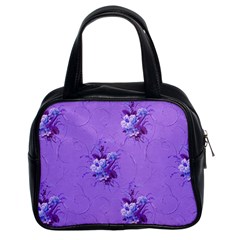 Purple Roses Pattern Classic Handbags (2 Sides) by LovelyDesigns4U