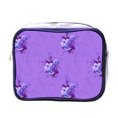 Purple Roses Pattern Mini Toiletries Bags by LovelyDesigns4U