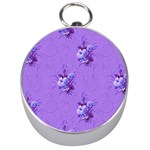 Purple Roses Pattern Silver Compasses Front