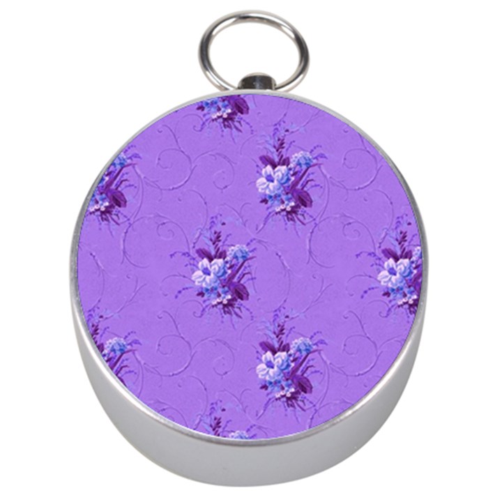 Purple Roses Pattern Silver Compasses