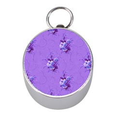 Purple Roses Pattern Mini Silver Compasses by LovelyDesigns4U