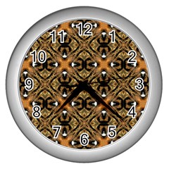 Faux Animal Print Pattern Wall Clocks (silver)  by GardenOfOphir