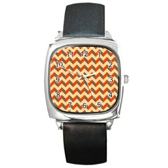 Modern Retro Chevron Patchwork Pattern  Square Metal Watches by GardenOfOphir