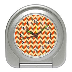 Modern Retro Chevron Patchwork Pattern  Travel Alarm Clocks by GardenOfOphir