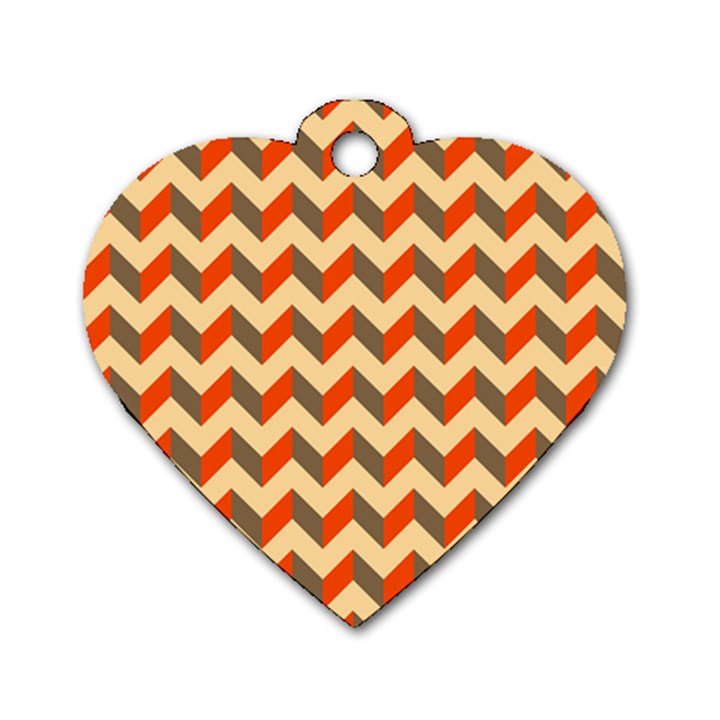 Modern Retro Chevron Patchwork Pattern  Dog Tag Heart (One Side)