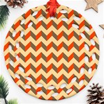 Modern Retro Chevron Patchwork Pattern  Ornament (Round Filigree)  Front