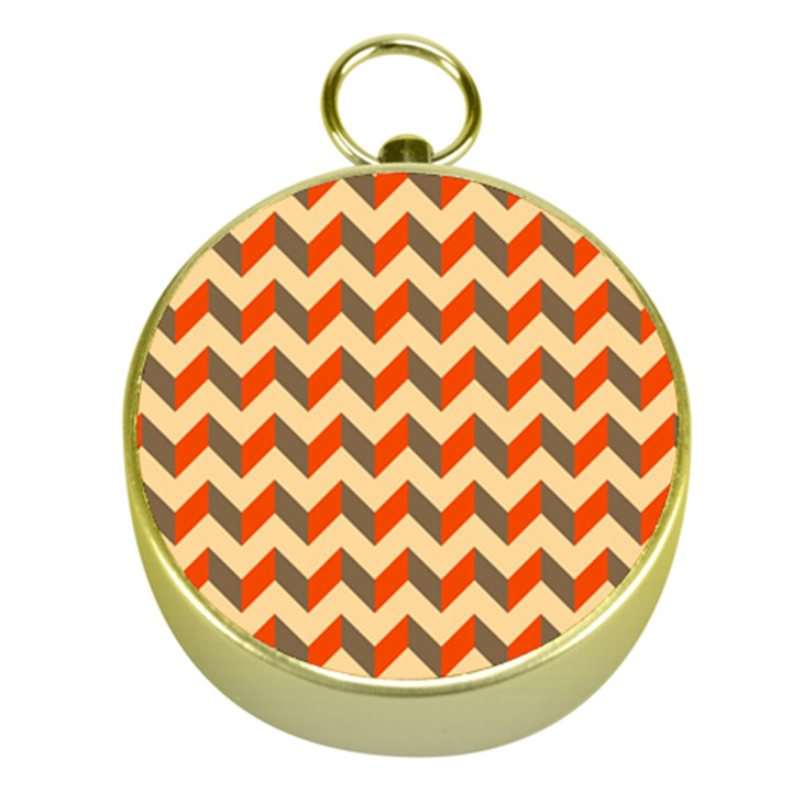 Modern Retro Chevron Patchwork Pattern  Gold Compasses