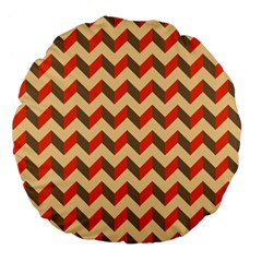 Modern Retro Chevron Patchwork Pattern  Large 18  Premium Flano Round Cushions by GardenOfOphir