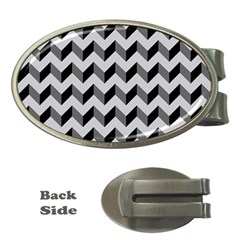 Modern Retro Chevron Patchwork Pattern  Money Clips (oval)  by GardenOfOphir