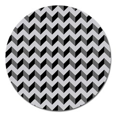 Modern Retro Chevron Patchwork Pattern  Magnet 5  (round) by GardenOfOphir