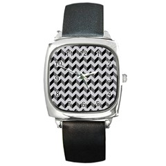 Modern Retro Chevron Patchwork Pattern  Square Metal Watches by GardenOfOphir