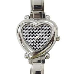 Modern Retro Chevron Patchwork Pattern  Heart Italian Charm Watch by GardenOfOphir