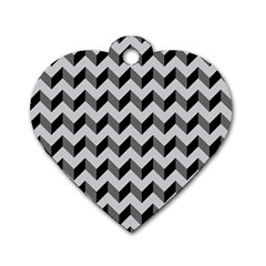 Modern Retro Chevron Patchwork Pattern  Dog Tag Heart (one Side) by GardenOfOphir