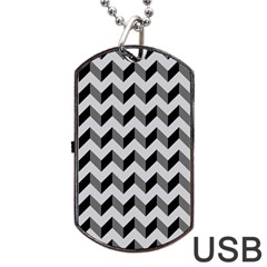 Modern Retro Chevron Patchwork Pattern  Dog Tag Usb Flash (two Sides)  by GardenOfOphir