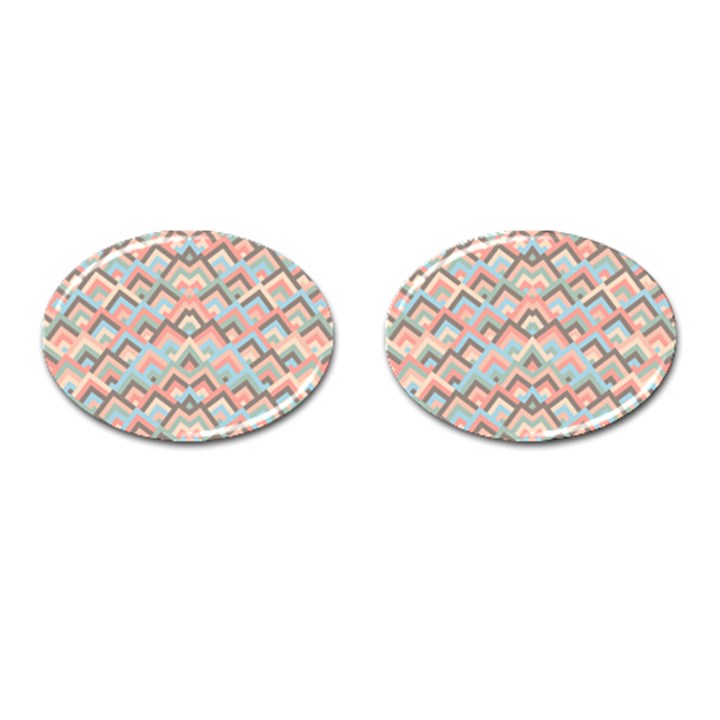 Trendy Chic Modern Chevron Pattern Cufflinks (Oval)