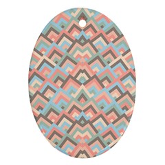 Trendy Chic Modern Chevron Pattern Oval Ornament (two Sides) by GardenOfOphir