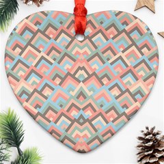 Trendy Chic Modern Chevron Pattern Heart Ornament (2 Sides) by GardenOfOphir